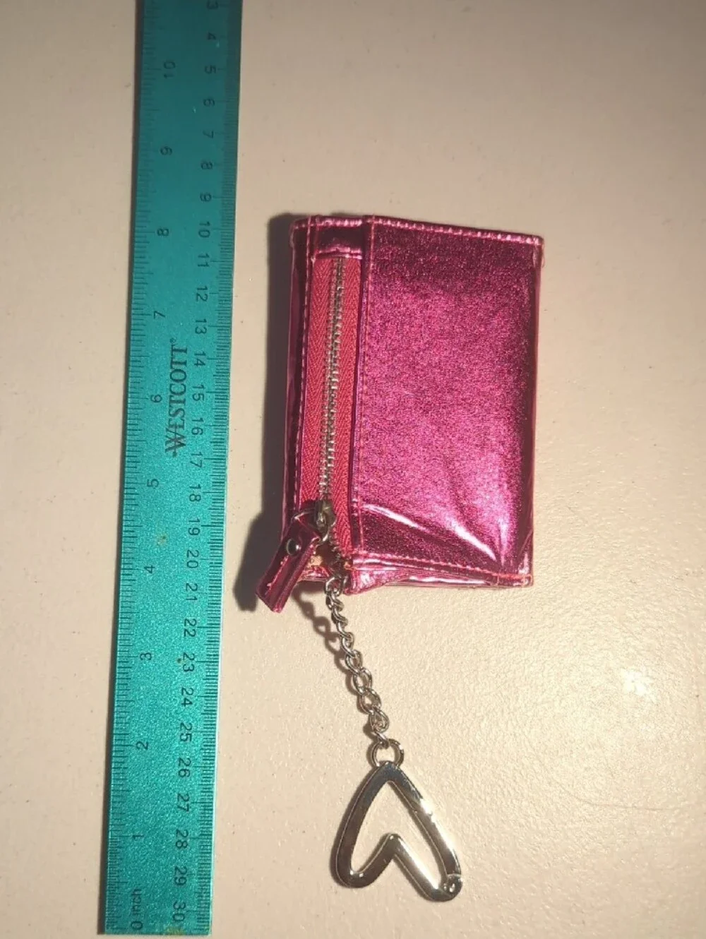 Victoria's Secret Metallic Hot Pink Mini Card Holder Keychain